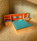 LISA of Denmark dukkehus møbler tilbehør 1:18 - Danisk Modern Bookcase bedroom dobbelseng #170 1970 tallet thumbnail