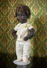 Antikk afro sovedukke med flirteøyne 134 - König & Wernicke Germany Tyskland 1930 tallet thumbnail
