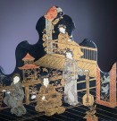 Antikk asiatisk/ orientalsk/ Japan/ Kina vegghengt sammenleggbar liten hylle thumbnail