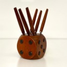 Fruktkniver med skaft og stativ i heltre teak - KN Sweden Karlsson & Nilssons Knivfabrik Sverige 1960/ 70 tallet thumbnail