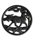 Bordskånere, malt støypegods - nasjonalromantisk kitsch elgemotiv thumbnail