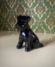 Svart Terrier hundefigur i glasert keramikk thumbnail