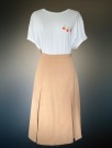 COURTAULDS Lirelle beige plissé skjørt med høyt liv  Str M/ 38 - 1960 tallet thumbnail
