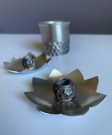 PERLETINN lysestake og beger - Oslo Metallvarefabrikk A.S Norge 1970 tallet thumbnail