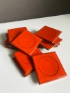 Mindre rød/ mørk oransje glaserte keramiske fliser - Japan 1960/ 70 tallet thumbnail