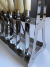 Funkis/ brutalistisk knivsett, kniver i stål bronse ( stahl- bronze)/ hornmateriale med tilhørende stativ - Tyskland thumbnail