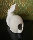 Stor hvit kanin/harefigur glasert steingods borddispenser Sia 1990-tallet thumbnail