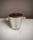 Isbøtte / ice bucket i klart glass med teak lokk - 1960 tallet. thumbnail