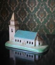 Julekirke i spraymalt keramikk - Eie Stentøifabrik Egersund Norge 1950/ 60 tallet thumbnail
