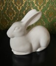 Stor hvit kanin/harefigur glasert steingods borddispenser Sia 1990-tallet thumbnail