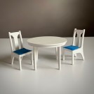 Lundby dukkehus møbler tilbehør 1:18 - kjøkkenbord (4330) og stoler (4331) 1980 tallet thumbnail