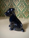 Svart Terrier hundefigur i glasert keramikk thumbnail