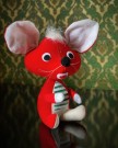 Juledekor kitschy rød plysj/ plush julemus - Japan 1960 tallet thumbnail