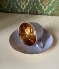 Margrethe Grå Mokka/ mocca/ kaffekopp og skål med gull dekor - Ragnar Grimsrud Figgjo Flint 1950-tallet thumbnail