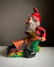 Julepynt/ dekor julenisse/ hagegnom figur/ skulptur/ statue med trillebår i støpt komposittmateriale - Tyskland  thumbnail
