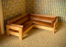 LISA dukkehus møbel tilbehør 1:18 - Natura dagligstue brun skai hjørnesofa lenestol og bord (No 240) 1970 tallet thumbnail