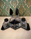 Art Deco bord/ kryddersett/ gruet set i klart og sort glass diamond shape - Frankrike 1930/40 tallet thumbnail