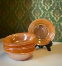 Dessert skåler opalin glass orange luster glasur Oven Fire King ware 19 - Anchor Hocking USA 1950/ 60 tallet thumbnail