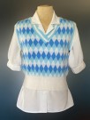 Lys blå/ hvit rutet golf vest  str 42 - 1970 tallet thumbnail