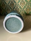 Eterna blågrønn vase med silkematt glasur og relieff geometrisk mønster Eterna Gunnar Nylund Rørstrand Sweden Sverige  thumbnail