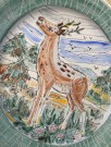 Stort signert keramikk fat, kitsch nasjonalromantisk motiv - Denor keramikk Oslo Norge 1950/ 60 tallet thumbnail