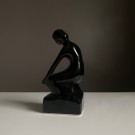Silhuett abstrakt dame/ kvinne figur/ skulptur svart glasert steingods - 1980/ 90 tallet thumbnail