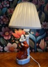 Art Deco antikk bordlampe i porselen Pierrot Harlequin klovn Germany Tyskland G86  thumbnail
