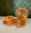 Kaffekuvert i opalin glass orange luster glasur  - Anchor Hocking USA 1950/ 60 tallet thumbnail