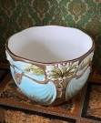 Stor Art nouveau jugend Majolica potteskjuler/ blomsterpotte i glasert keramikk 1900-tallet thumbnail