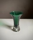 Telemark kombinert vase og lysestake i grønt klart kunstglass - Hadeland glassverk Norge 1960/ 70 tallet thumbnail