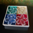 Lysestaker i klart pressglass og original emballasje Czechoslovakia 1950/60-tallet thumbnail