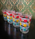 Drikkeglass vannglass fargerik geometrisk mønster 1960/70-tallet thumbnail