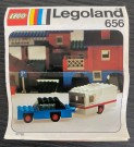 LEGO Camper-sett blå bil og campingvogn Legoland 656 i original eske og byggeinstruksjon lansert 1974 thumbnail