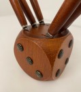 Fruktkniver med skaft og stativ i heltre teak - KN Sweden Karlsson & Nilssons Knivfabrik Sverige 1960/ 70 tallet thumbnail
