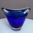 Liten skål i blått kunstglass - Magnor glassverk Norge, 1970 tallet thumbnail