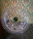 Antikk håndblåst Bohemian kompott/ dessert skål i krystallglass med gravert dekor - Ludwig Moser Tsjekkia 1900 tallet thumbnail