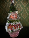 Juletrepynt/ oppheng antikk håndmalt julekule figur i glass  thumbnail