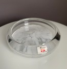 Hvit spettet skål kunstglass - Finn Juhl Designs Danmark, 1980 tallet thumbnail
