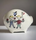 Sparegris/ sparebøsse/ piggy bank Spareskillingsbanken - Inger Waage Stavangerflint 1960 tallet thumbnail