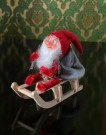 Julepynt piperensnisse rød nisse med slede - 1950/ 60 tallet thumbnail