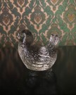 Spurv fuglefigur i klart transparent håndlaget kunstglass Bohemia Czechoslovakia thumbnail