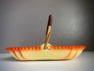Art deco, sprøytemalt keramikk skål med hank - 1920/30 tallet thumbnail