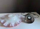 Antikk Art deco Viktoriansk ruffled brides basket frukt skål/ kurv/ fat med hank - 1900 tallet  thumbnail