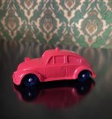 Tomte bil volkswagen VW 1200 rød modellbil vinylplast No. 750/13 Åsmund Lærdal Stavanger Norway Norge 1963-1973 thumbnail