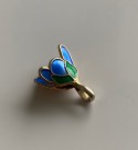 Blåveis Flora emaljert anheng i forgylt sterling sølv 925S - Kikki Kvaal David-Andersen 1980 tallet thumbnail