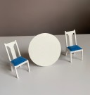 Lundby dukkehus møbler tilbehør 1:18 - kjøkkenbord (4330) og stoler (4331) 1980 tallet thumbnail