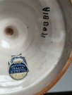 Art Deco Funkis antikk fajanse keramikkvase gul/ grønn Luster blyglasur - Robbia Guardo Tadino Italia 1930 tallet thumbnail