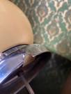 Art Deco Funkis antikk taklampe rund opalin glasskuppel og aluminium sokkel 1930-tallet thumbnail
