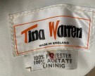 Tina Warren hvit/ mønsteret fotside kjole med stropper og belte str 12/ S - England 1970 tallet thumbnail