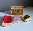 JEAN dukkehusmøbler 1:18 - salong skjenk TV Tyskland 1970 tallet thumbnail
